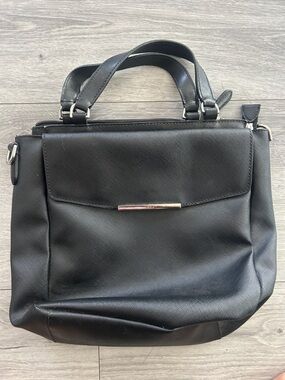 Tumi Black Saffiano Leather Crossbody Bag with Silver Hardware